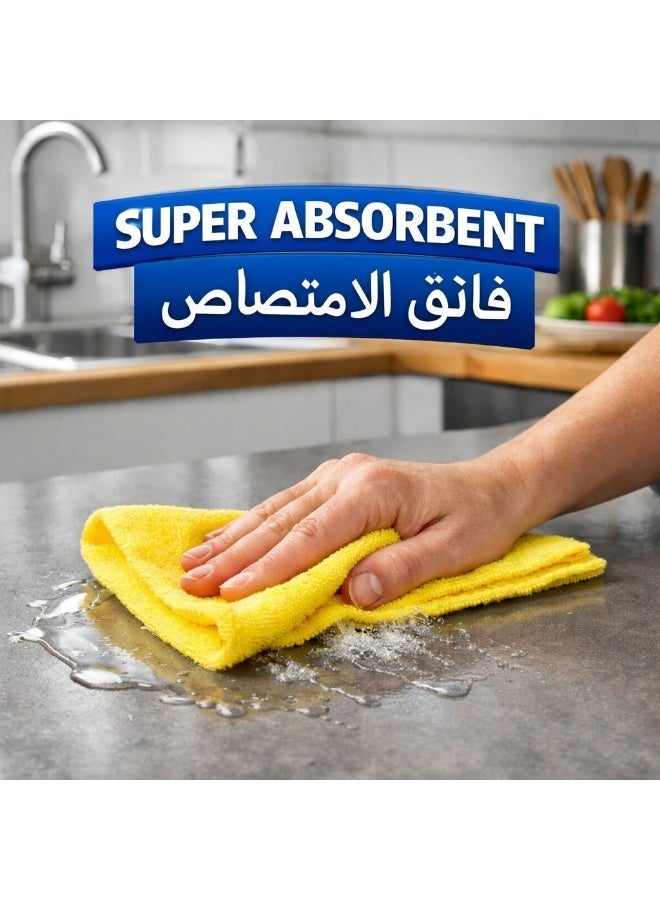 الصفحة الرئيسية الفضية منشفة تنظيف وتجفيف احترافية كبيرة 40×40 سم [16×16 بوصة] من الألياف الدقيقة 100% | خياطة دقيقة ومتينة بنسيج ذكي | فائقة النعومة وعالية الامتصاص | قابلة لإعادة الاستخدام لتنظيف الزجاج والمطبخ والأواني والحمام والسيارات | عبوة 3 قطع - Image 4